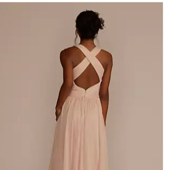 David's Bridal Bridesmaid dress - Steel Blue Mesh - Picture 7 of 8